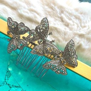Crystal Butterfly Trio Hair Comb